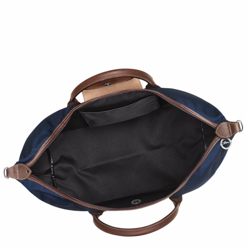 Blue Women Boxford L Travel Bag Blue - Recycled Canvas Travel Bags Longchamp - Image 4