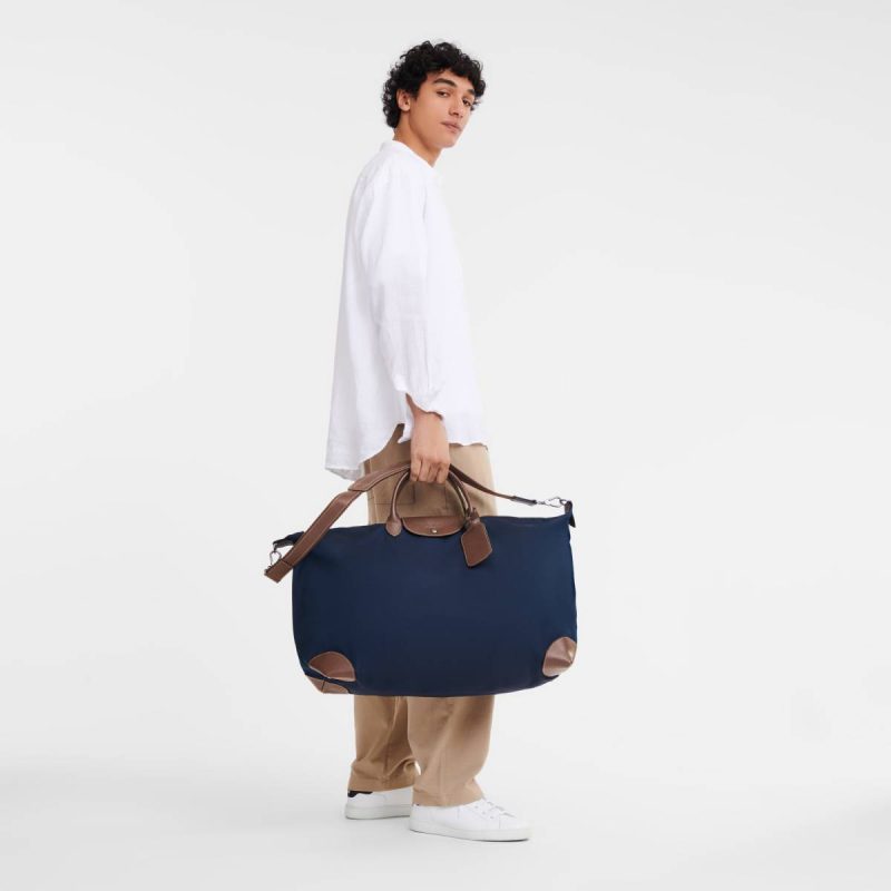 Blue Women Boxford L Travel Bag Blue - Recycled Canvas Travel Bags Longchamp