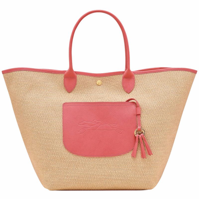 Blush Le Pliage Collection L Basket Bag Blush - Canvas Longchamp Shoulder Bags Women