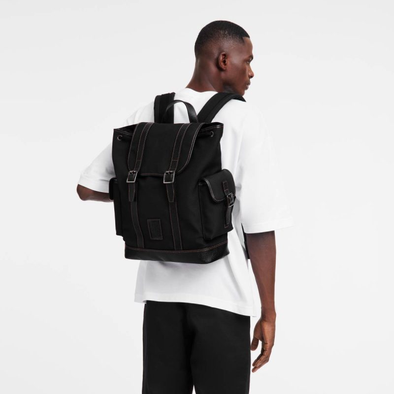 Boxford Backpack Black - Recycled Canvas Men Black Backpacks Longchamp