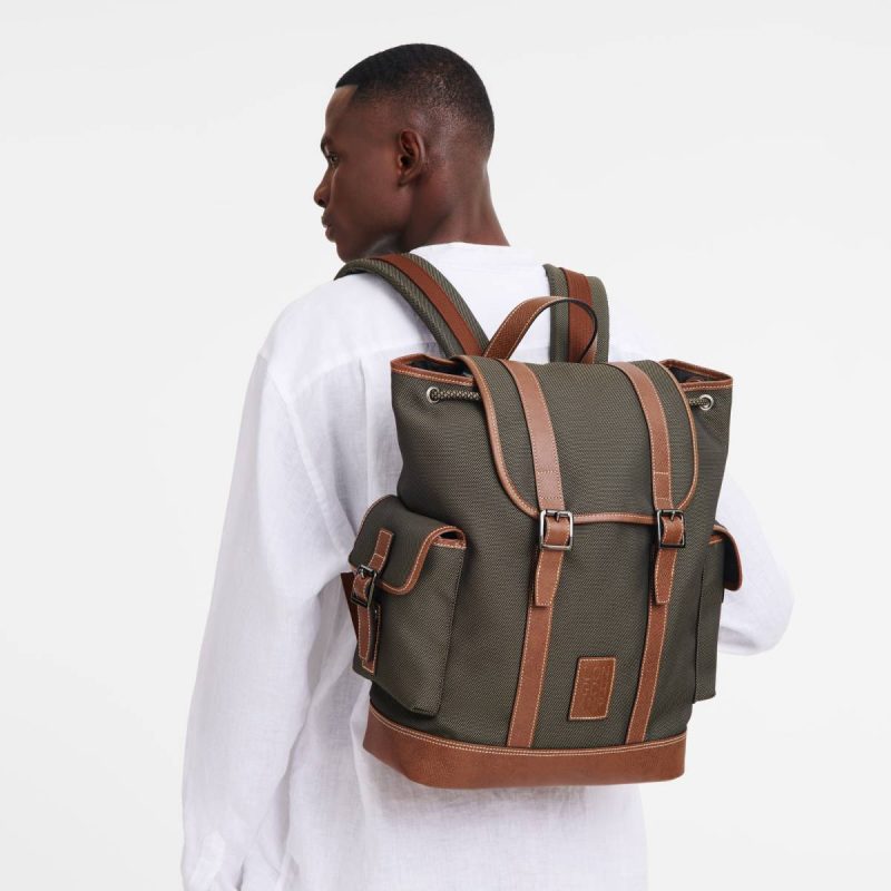 Boxford Backpack Brown - Recycled Canvas Longchamp Brown Men Backpacks