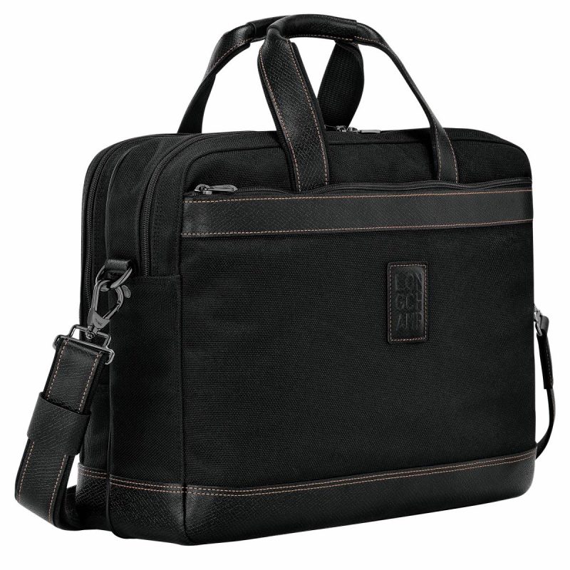 Boxford L Briefcase Black - Recycled Canvas Longchamp Black Briefcase Men - Image 2