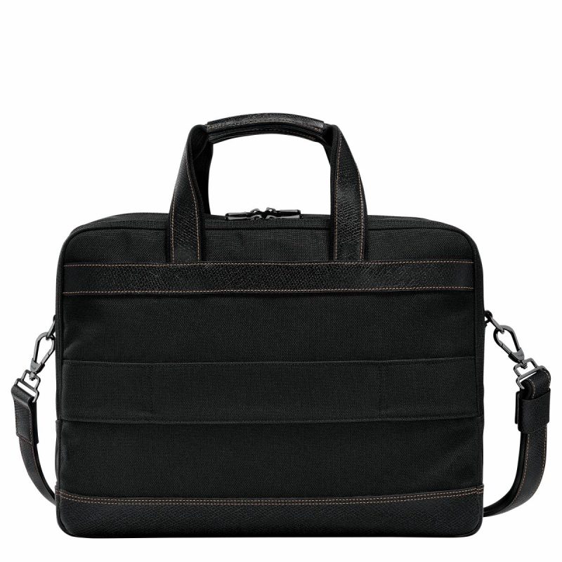 Boxford L Briefcase Black - Recycled Canvas Longchamp Black Briefcase Men - Image 3