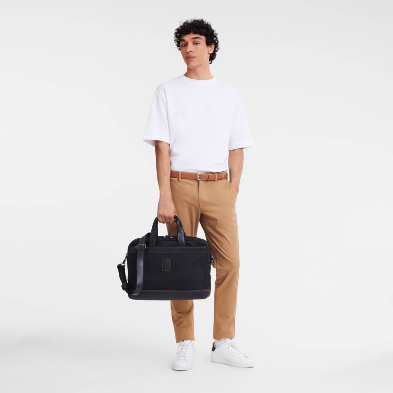 Boxford L Briefcase Black - Recycled Canvas Longchamp Black Briefcase Men