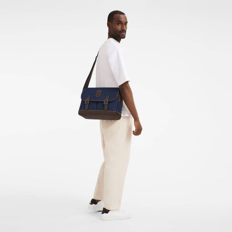 Boxford L Crossbody Bag Blue - Recycled Canvas Longchamp Men Crossbody Bags Blue
