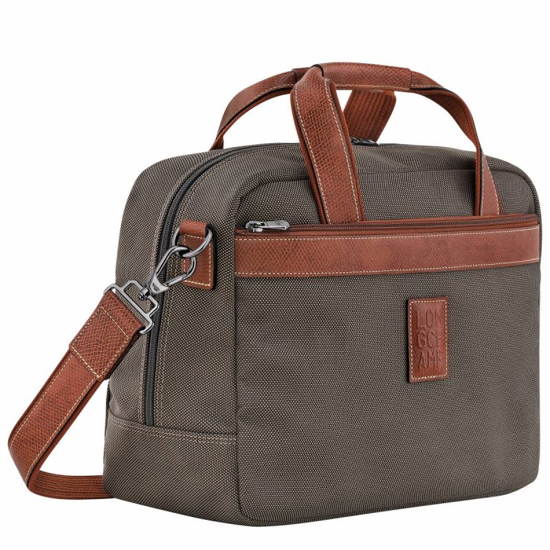 Boxford S Travel Bag Brown - Recycled Canvas Longchamp Women Brown Travel Bags - Image 2