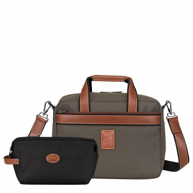 Boxford S Travel Bag Brown - Recycled Canvas Longchamp Women Brown Travel Bags - Image 5