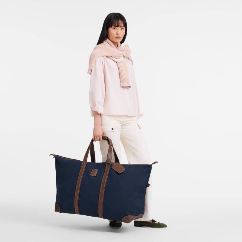 Boxford Xl Travel Bag Blue - Recycled Canvas Blue Travel Bags Longchamp Women