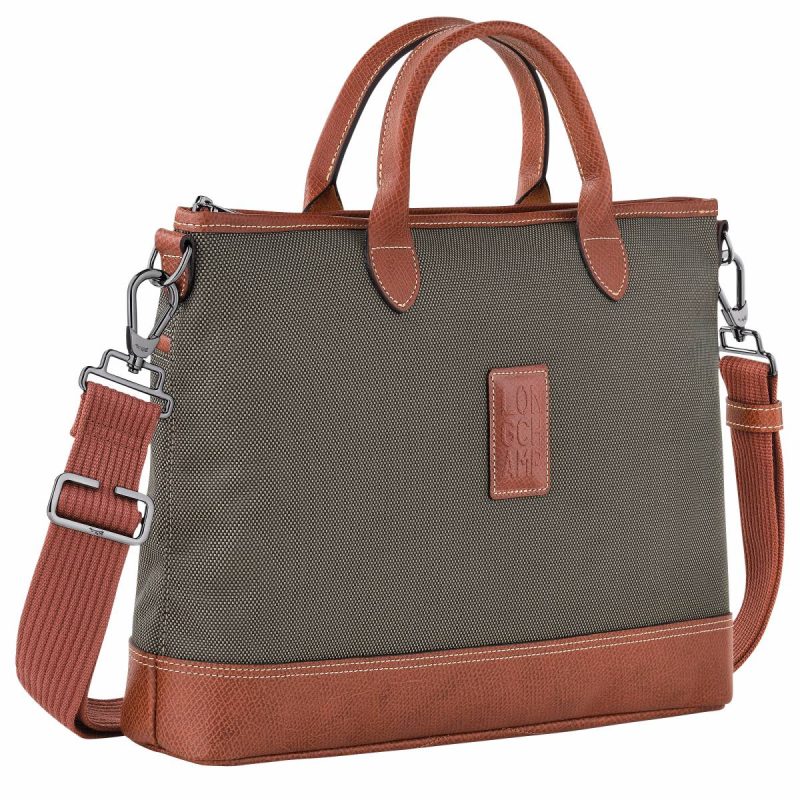 Briefcase Brown Longchamp Women Boxford S Briefcase Brown - Recycled Canvas - Image 2