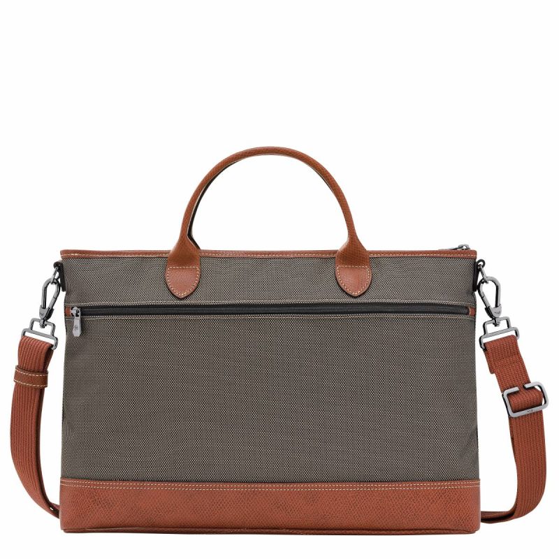 Briefcase Brown Longchamp Women Boxford S Briefcase Brown - Recycled Canvas - Image 3