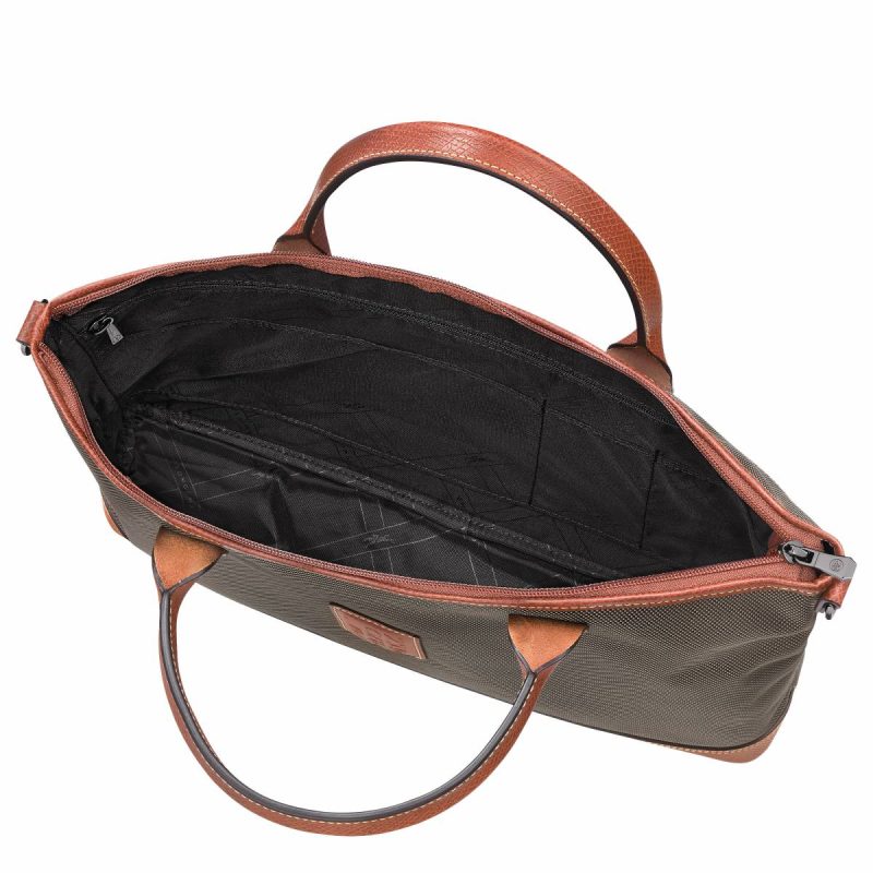 Briefcase Brown Longchamp Women Boxford S Briefcase Brown - Recycled Canvas - Image 4