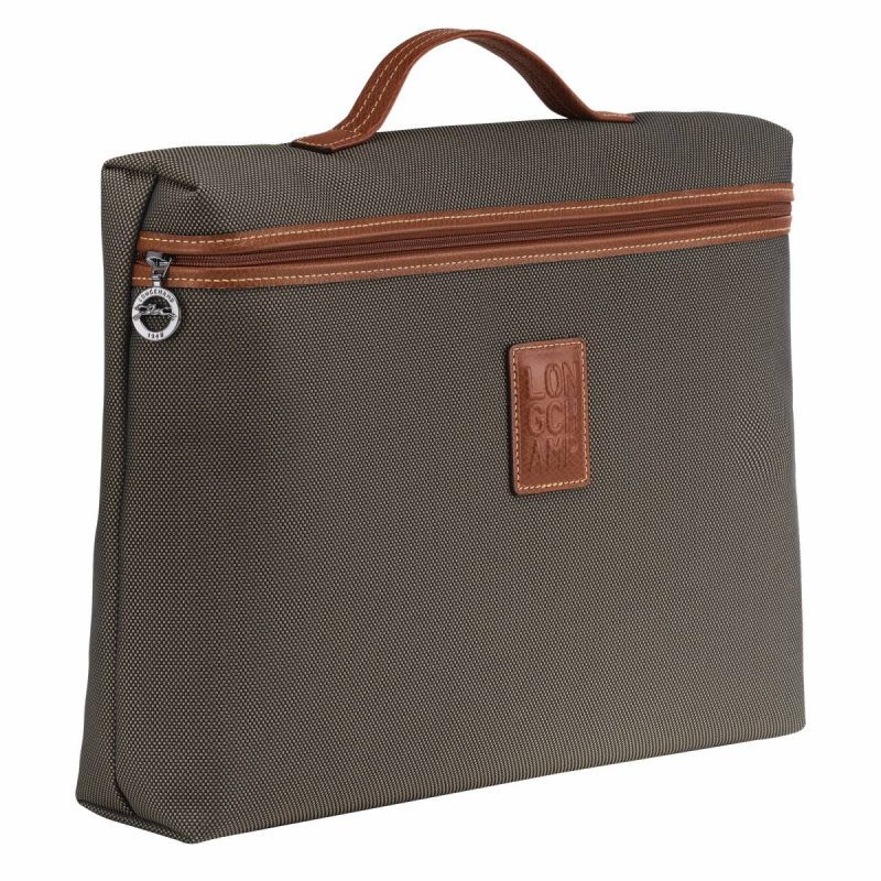 Briefcase Longchamp Boxford S Briefcase Brown - Recycled Canvas Brown Men - Image 2
