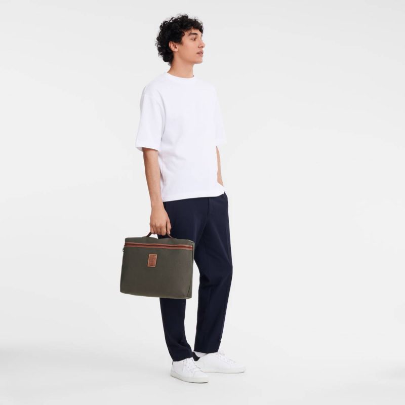 Briefcase Longchamp Boxford S Briefcase Brown - Recycled Canvas Brown Men