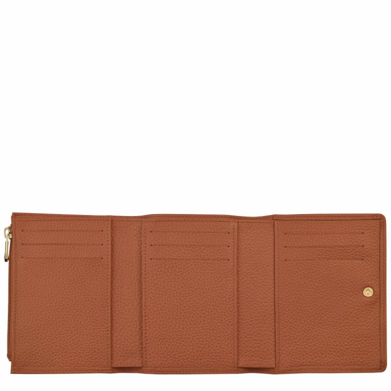 Caramel Le Foulonné Wallet Caramel - Leather Women Longchamp Leather Wallets - Image 3