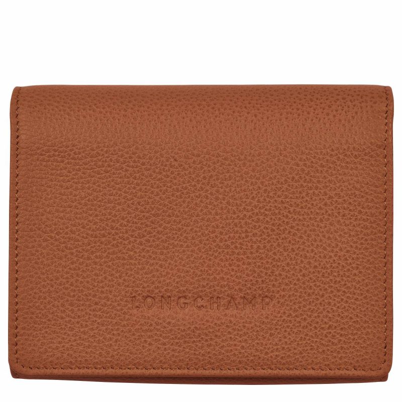 Caramel Le Foulonné Wallet Caramel - Leather Women Longchamp Leather Wallets