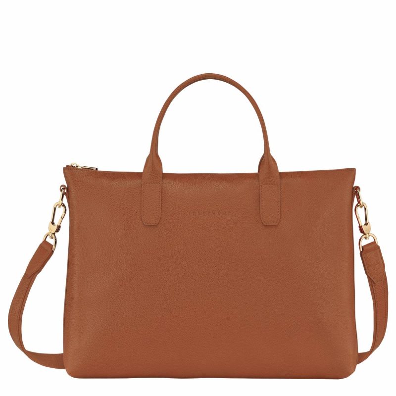 Caramel Longchamp Leather Bags Le Foulonné S Briefcase Caramel - Leather Women