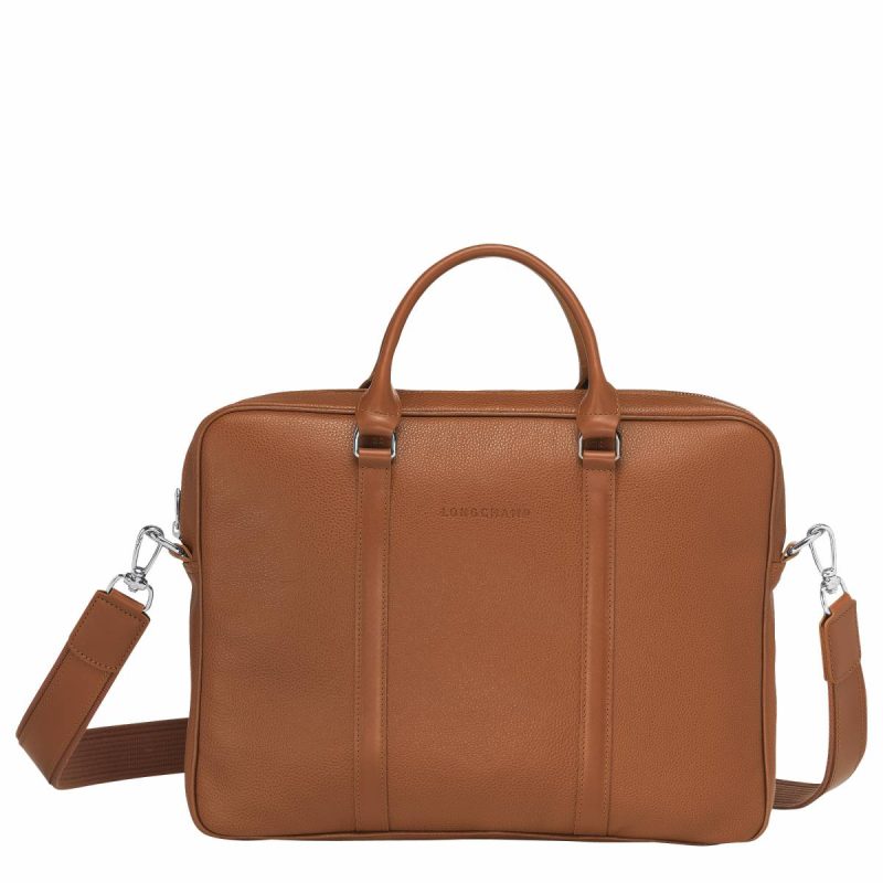 Caramel Longchamp Women Leather Bags Le Foulonné Xs Briefcase Caramel - Leather