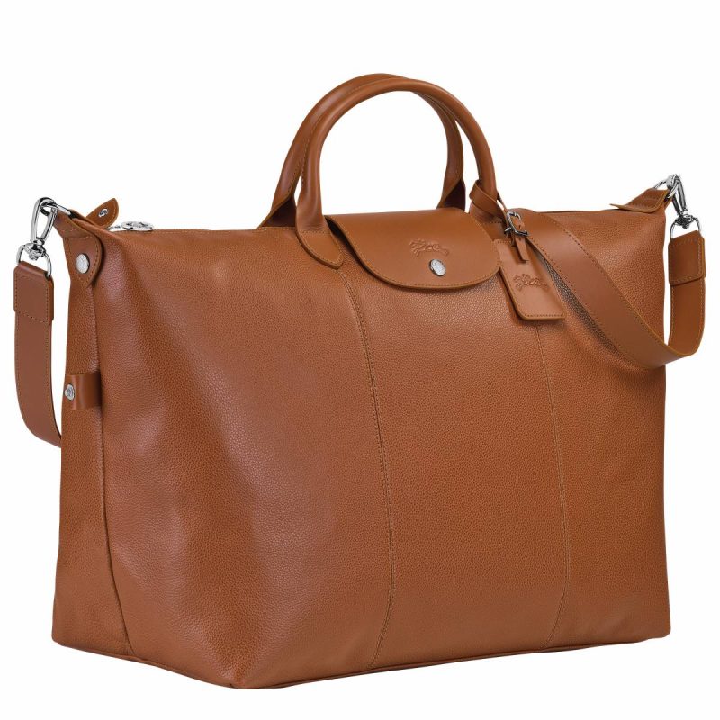 Caramel Travel Bags Women Le Foulonné L Travel Bag Caramel - Leather Longchamp - Image 3