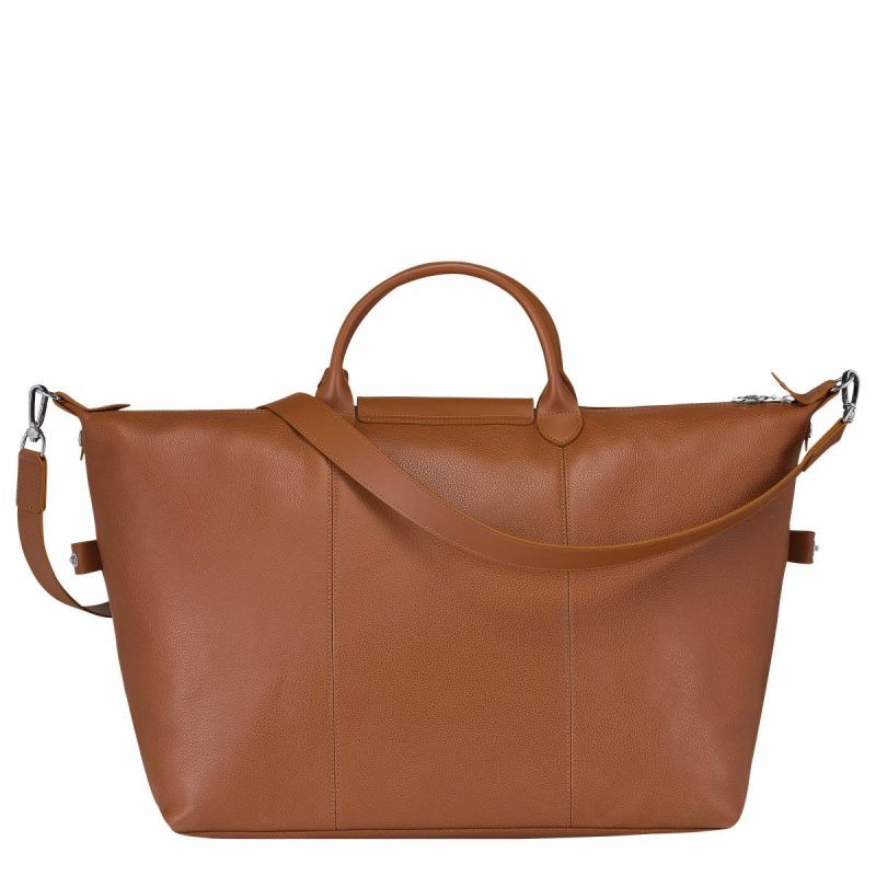 Caramel Travel Bags Women Le Foulonné L Travel Bag Caramel - Leather Longchamp - Image 4