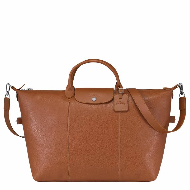 Caramel Travel Bags Women Le Foulonné L Travel Bag Caramel - Leather Longchamp