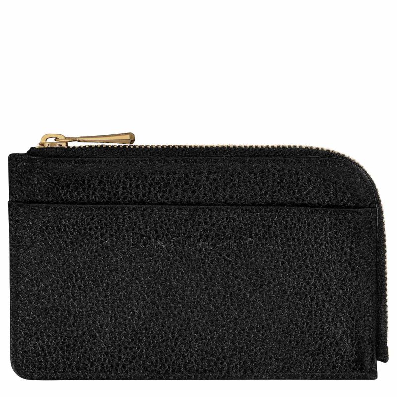 Cardholders & Coin Purses Black Women Le Foulonné Card Holder Black - Leather Longchamp