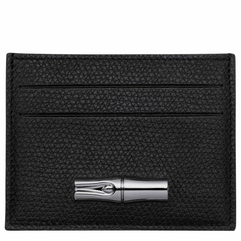 Cardholders & Coin Purses Longchamp Le Roseau Card Holder Black - Leather Black Women