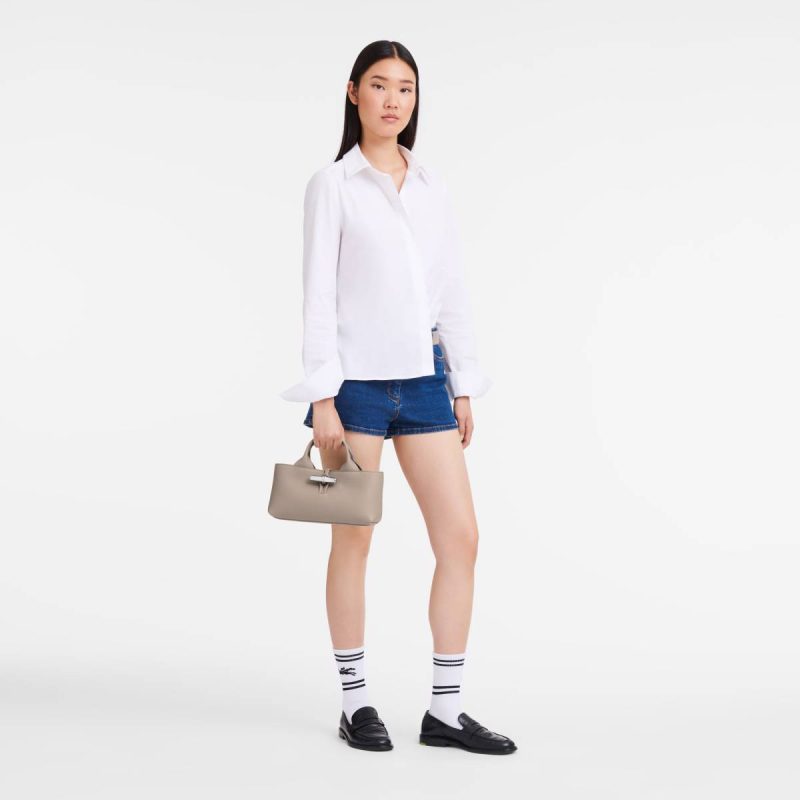 Clay Le Roseau S Handbag Clay - Leather Longchamp Leather Bags Women - Image 2