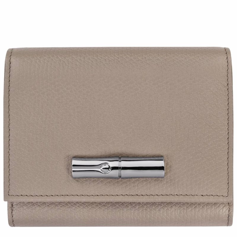 Clay Women Longchamp Leather Wallets Le Roseau Wallet Clay - Leather