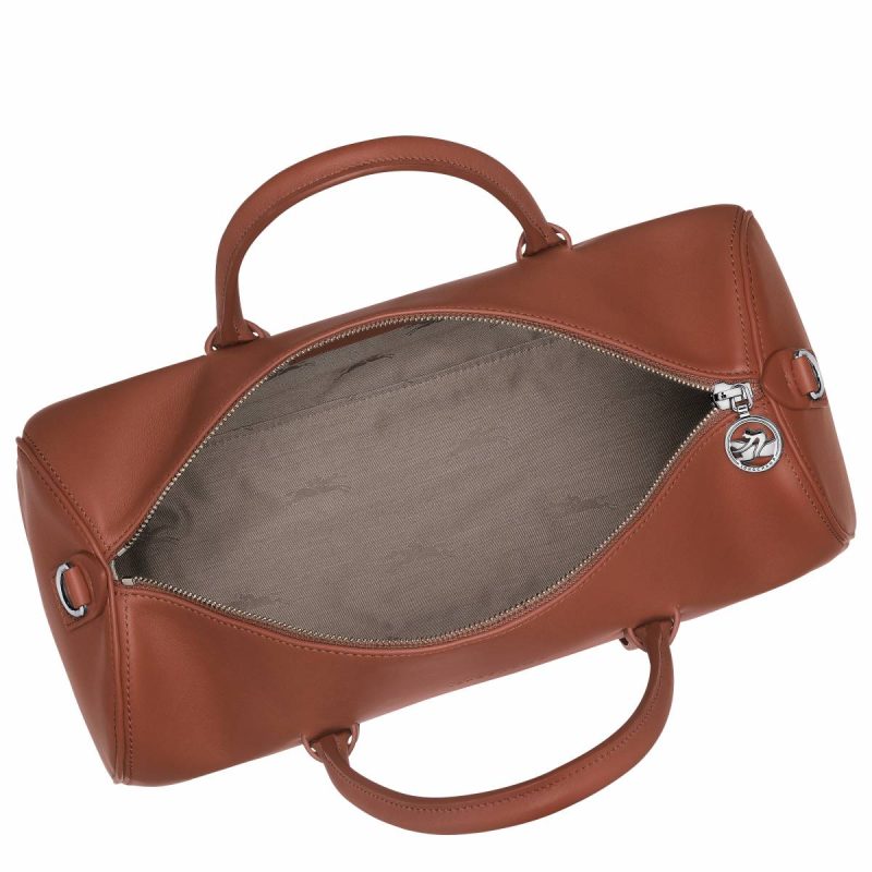 Daylong L Handbag Cognac - Leather Longchamp Cognac Women Leather Bags - Image 5