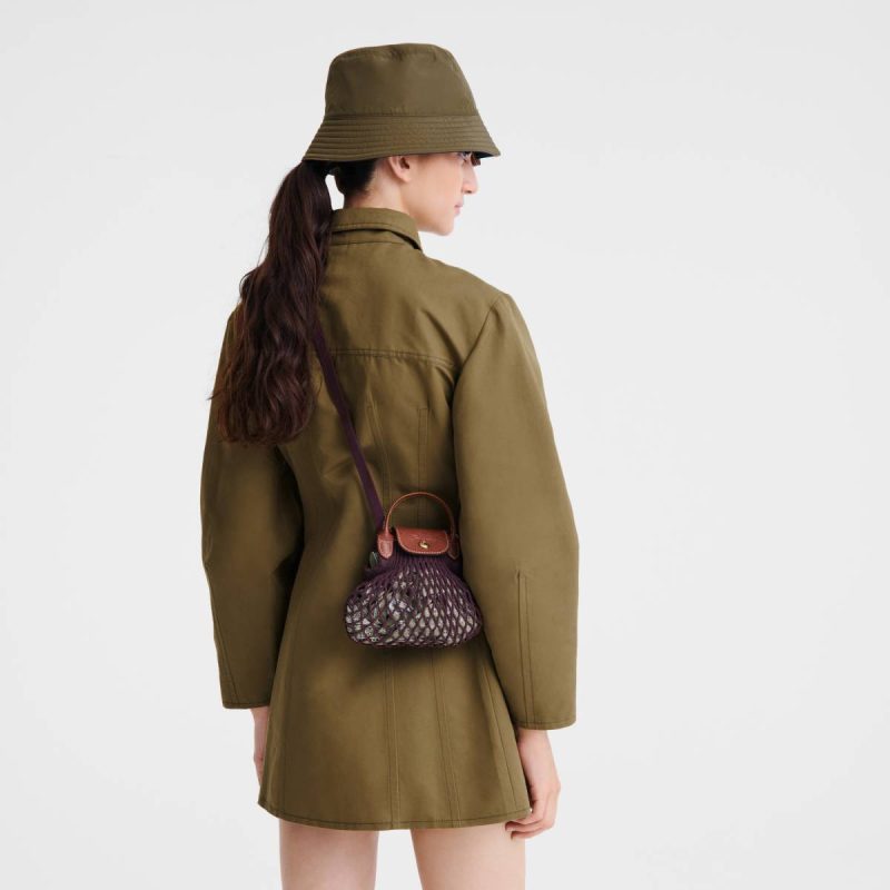 Eggplant Mini Bags Longchamp Women Le Pliage Filet Xs Mesh Bag Eggplant - Canvas - Image 2