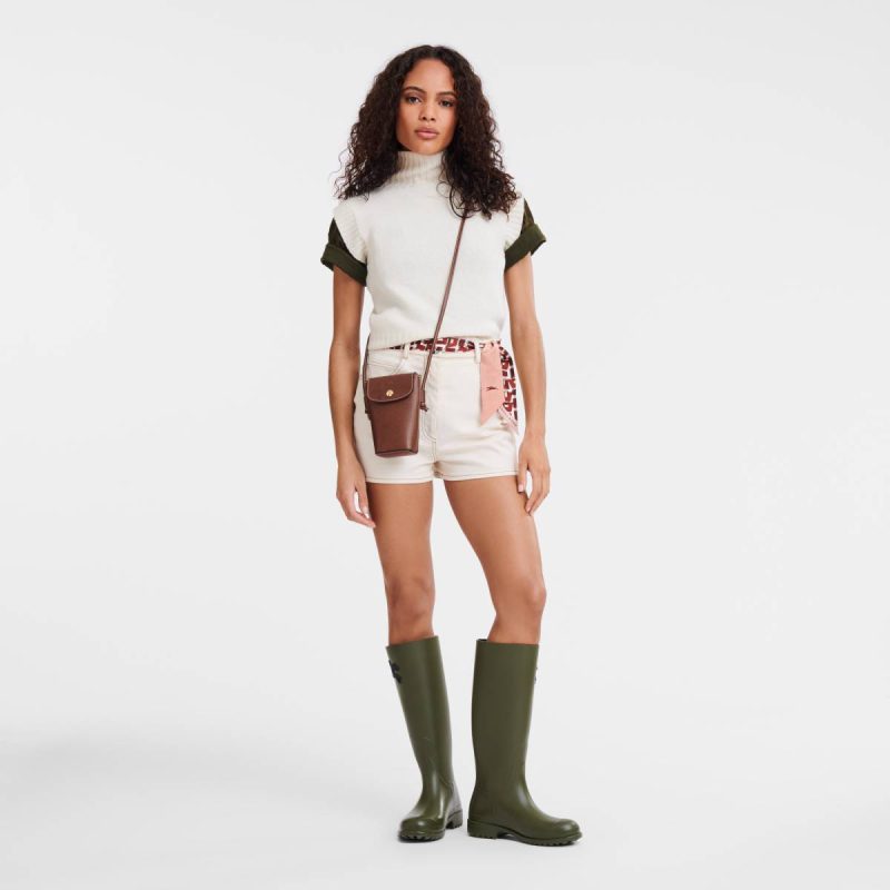 Épure Phone Case With Leather Lace Brown - Leather Brown Phone Cases Women Longchamp - Image 2