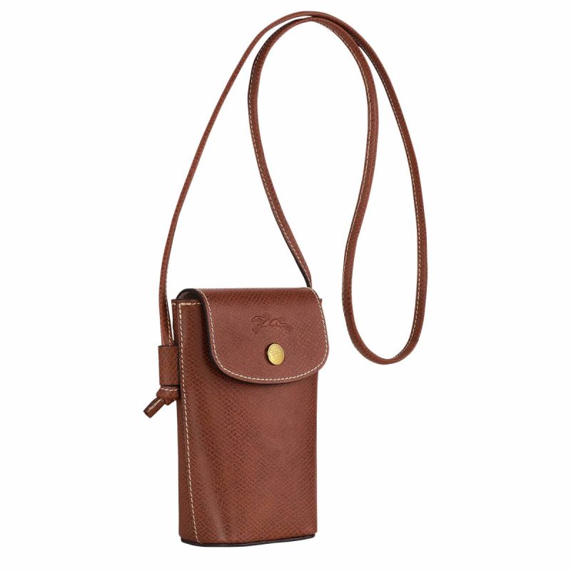 Épure Phone Case With Leather Lace Brown - Leather Brown Phone Cases Women Longchamp - Image 3