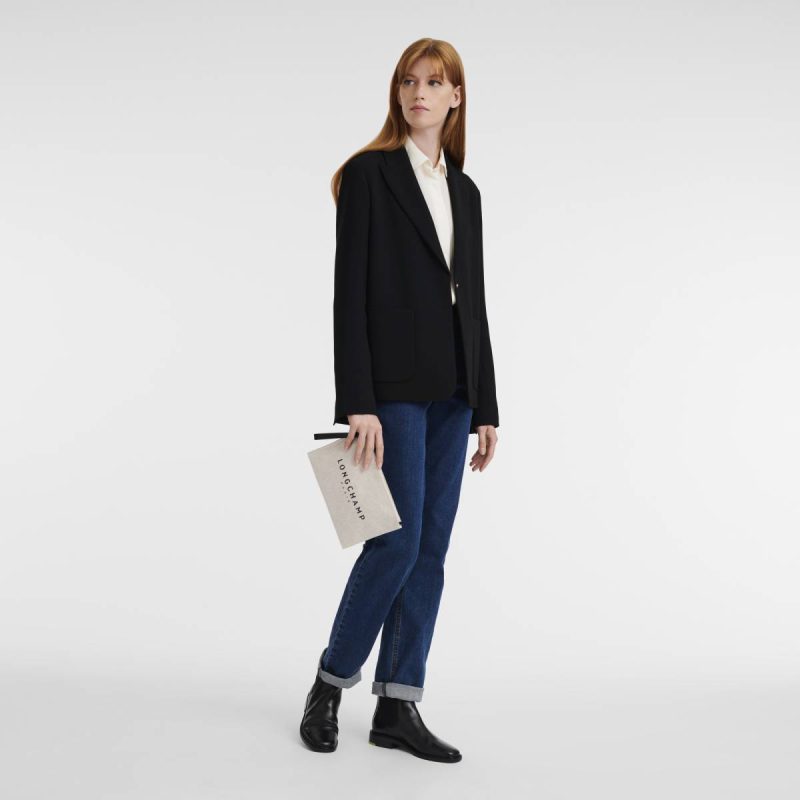 Essential Pouch Ecru - Canvas Longchamp Ecru Pouches & Cases Women - Image 2