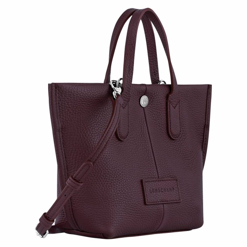 Essential Xs Handbag Eggplant - Leather Eggplant Leather Bags Longchamp Women - Image 3