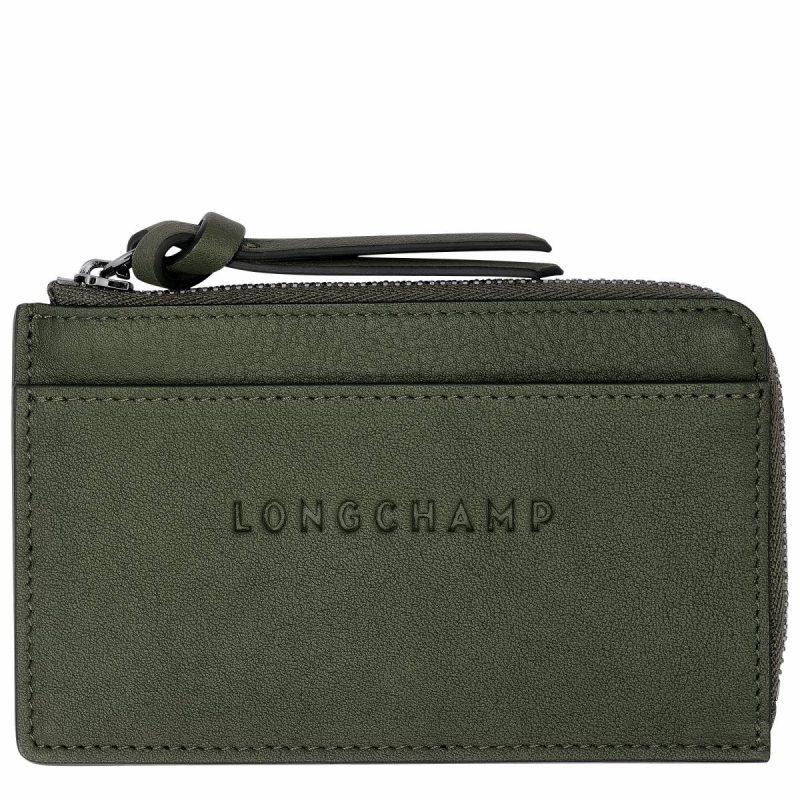 Khaki Cardholders & Coin Purses Longchamp 3D Card Holder Khaki - Leather Women