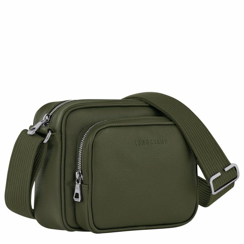 Khaki Le Foulonné S Camera Bag Khaki - Leather Leather Bags Men Longchamp - Image 3