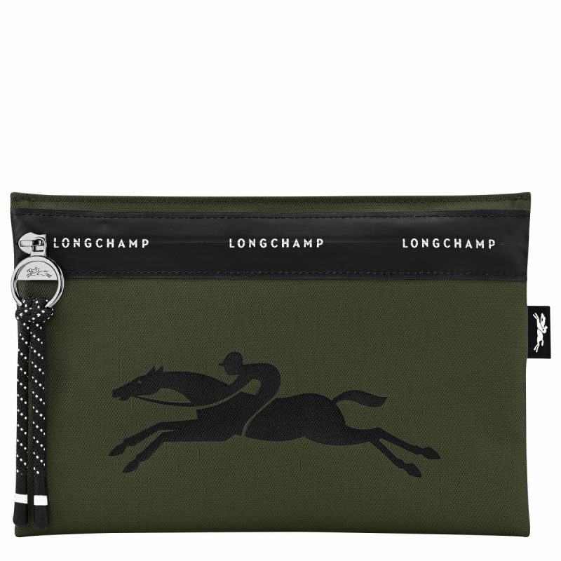 Khaki Pouches & Cases Longchamp Le Pliage Energy Pouch Khaki - Canvas Women