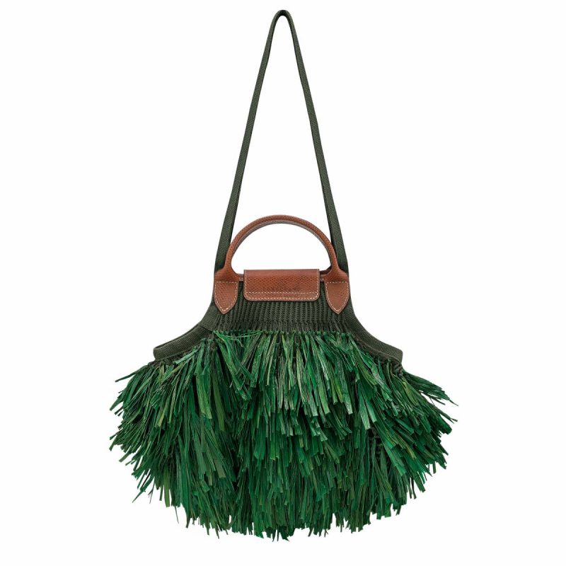 Khaki Shoulder Bags Women Longchamp Le Pliage Filet L Mesh Bag Khaki - Canvas - Image 4