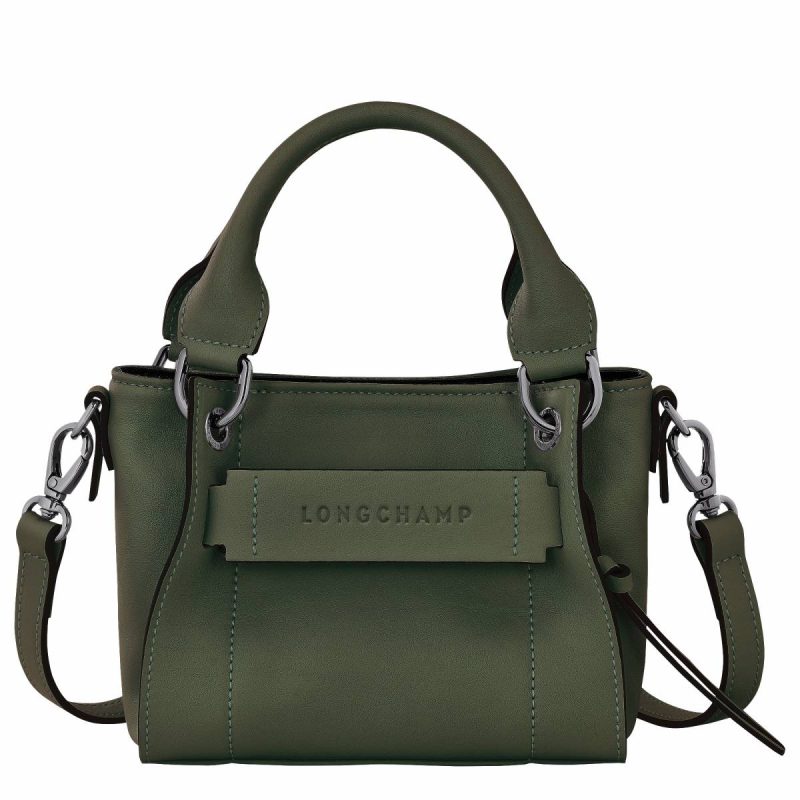 Khaki Women Leather Bags Longchamp 3D Xs Handbag Khaki - Leather