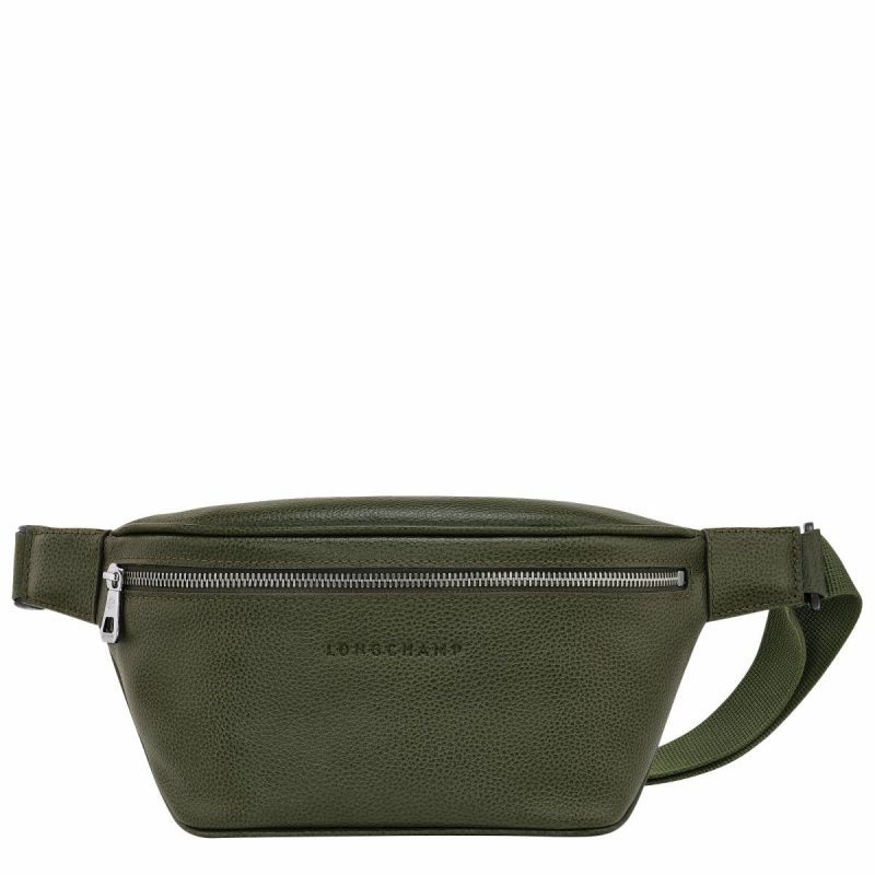 Khaki Women Longchamp Le Foulonné M Belt Bag Khaki - Leather Leather Bags