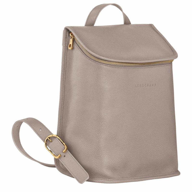 Le Foulonné Backpack Turtledove - Leather Women Turtledove Leather Bags Longchamp - Image 3