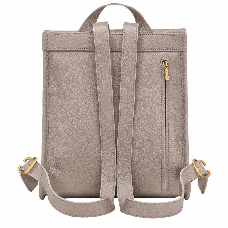 Le Foulonné Backpack Turtledove - Leather Women Turtledove Leather Bags Longchamp - Image 4