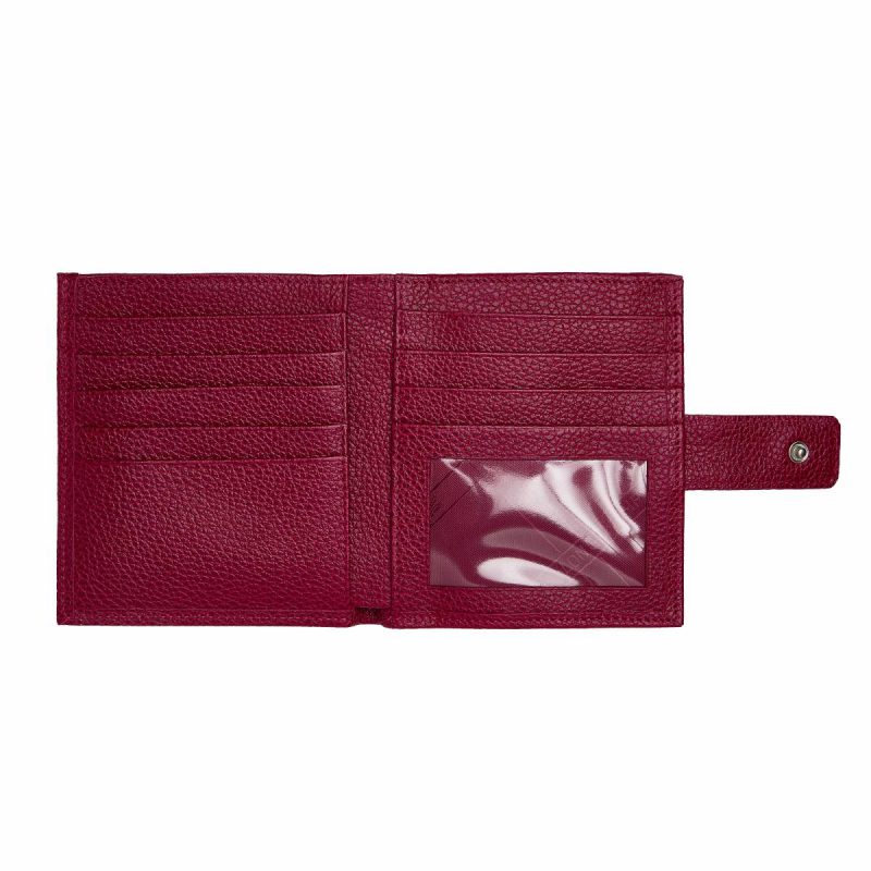 Le Foulonné Compact Wallet Beetroot - Leather Women Beetroot Leather Wallets Longchamp - Image 3