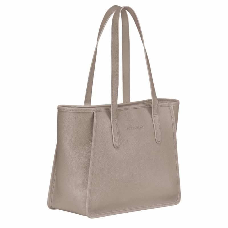 Le Foulonné L Tote Bag Turtledove - Leather Leather Bags Turtledove Longchamp Women - Image 3