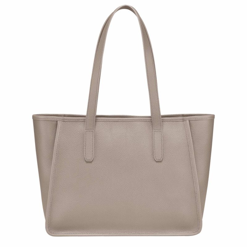 Le Foulonné L Tote Bag Turtledove - Leather Leather Bags Turtledove Longchamp Women - Image 4