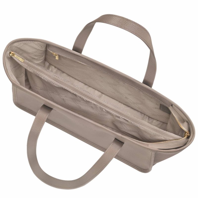 Le Foulonné L Tote Bag Turtledove - Leather Leather Bags Turtledove Longchamp Women - Image 5