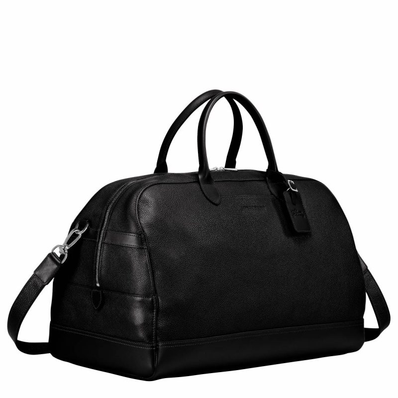 Le Foulonné L Travel Bag Black - Leather Black Longchamp Women Travel Bags - Image 3