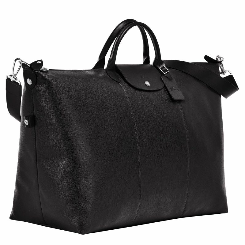 Le Foulonné L Travel Bag Black - Leather Women Travel Bags Black Longchamp - Image 3