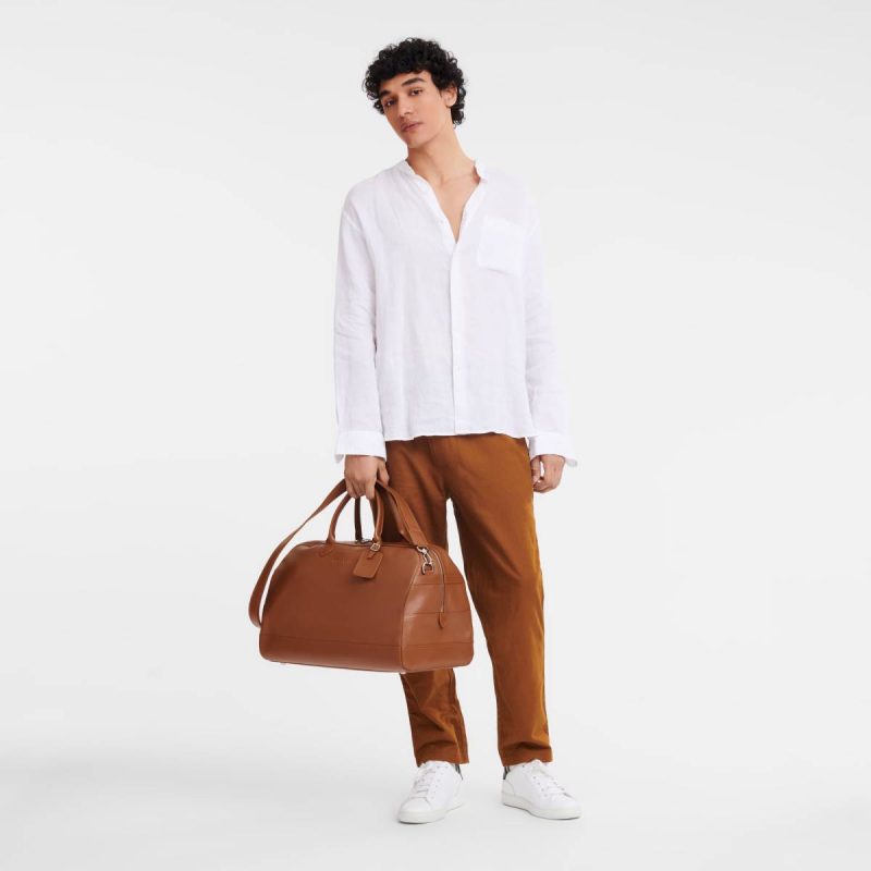 Le Foulonné L Travel Bag Caramel - Leather Travel Bags Longchamp Women Caramel - Image 2
