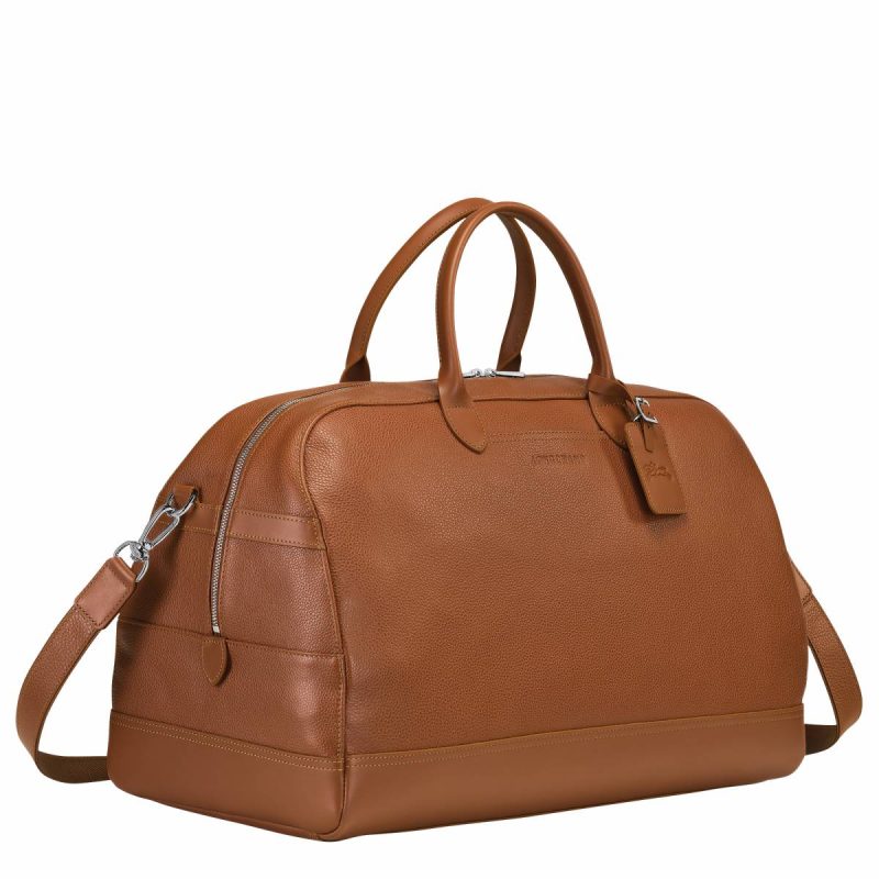 Le Foulonné L Travel Bag Caramel - Leather Travel Bags Longchamp Women Caramel - Image 3